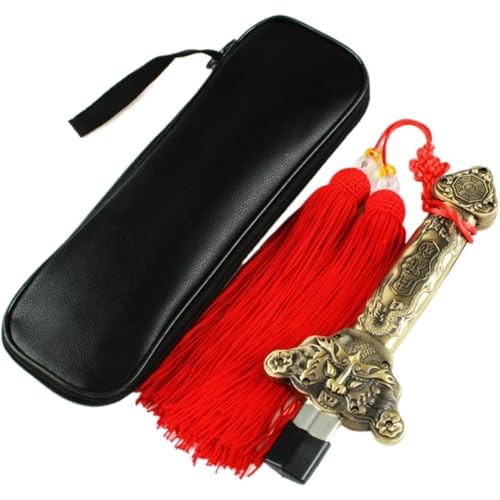 Vlfn 太極伸縮剣 全金属ステンレス製 軽量コンパクト 折りたたみ収納 練習用 未開刃 プラスチック/合金/ステンレス鋼ハンドル選択可 付属収納袋 演武 演舞 初心者 入門 太極拳 太極剣 旅行携帯 屋外練習 (合金ブロンズ色-01:重さ約450 g)