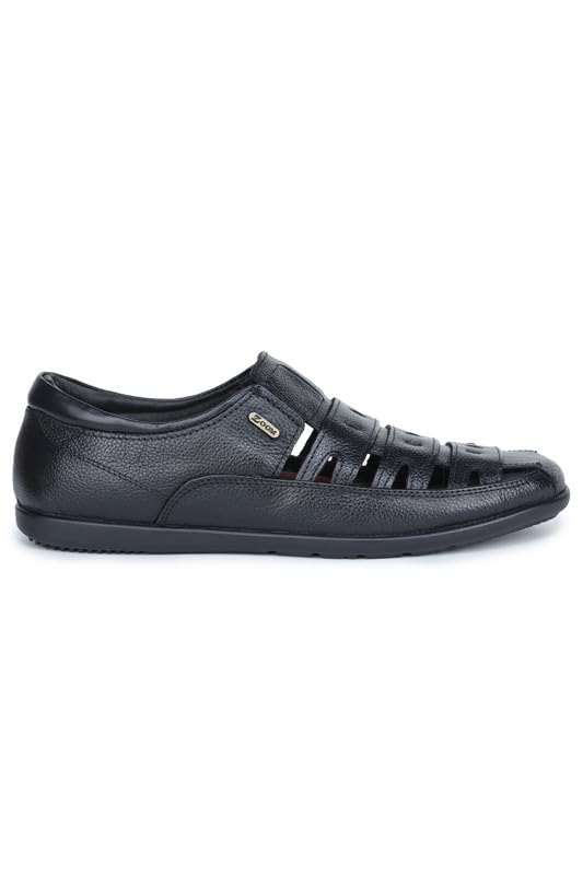 Image of Zoom Shoes A10337 Men's Genuine Leather Slip-On Sandals With Adjustable Ultra Soft & Flexibility Anti Skid Comfortable Daily Sandals for Men
