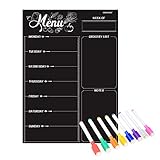 Magnetic Refrigerator Chalkboard,Weekly Menu, Meal Planner, Grocery Shopping List, Dry Erase Board,...