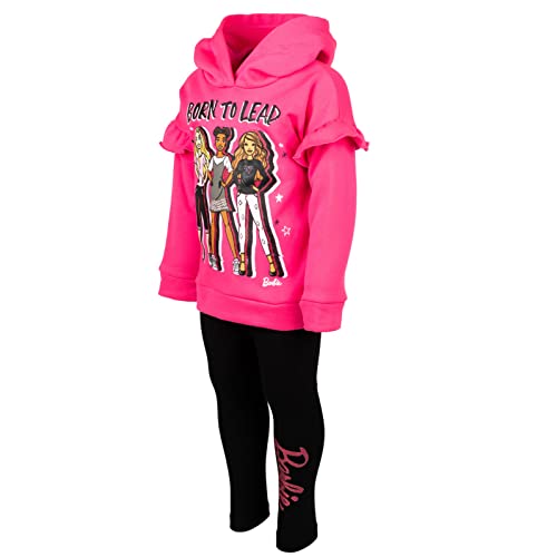 Barbie Toddler Girls' 2-Piece Hoodie and Leggings Set Rose Pink Black 2T - image 8