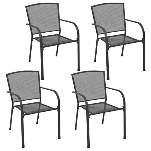 Xichuzi Sillas de jardín diseño Malla de Acero 4 Unidades, Silla para Exteriores, Silla De Playa, Mueble De Jardin, Sillas Terraza, Sillas Terraza Exterior, Antracita