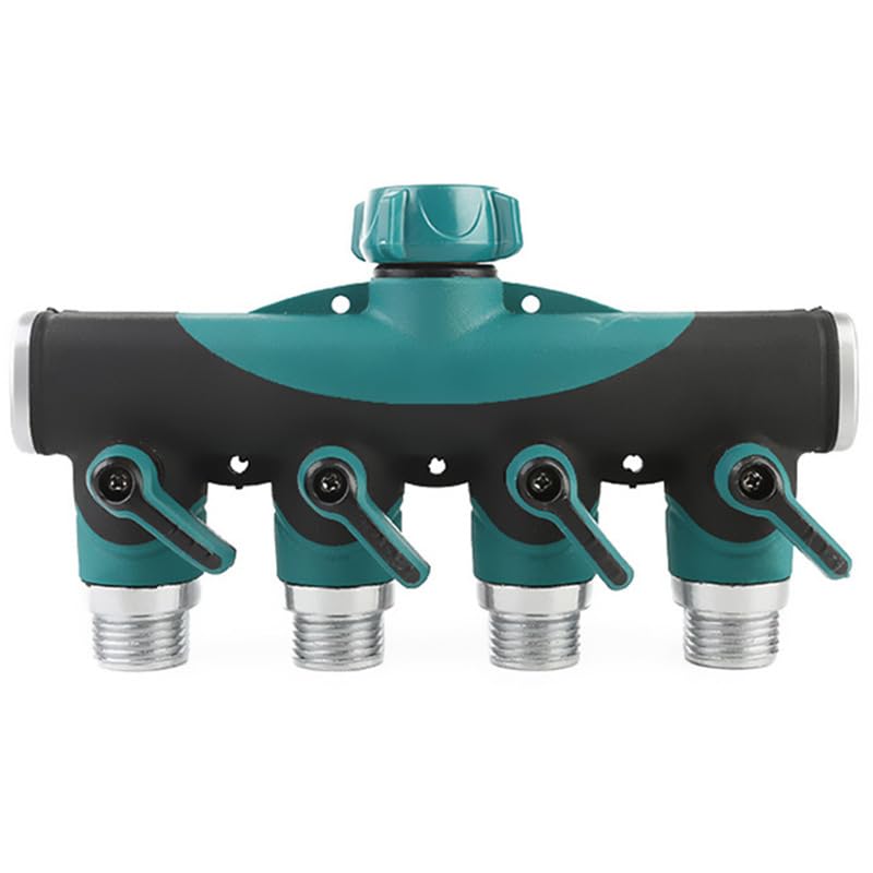 Grifo separador de manguera jardín resistente 2 a 4 pulgadas, adaptador tubería agua for exteriores(Silver,EU)