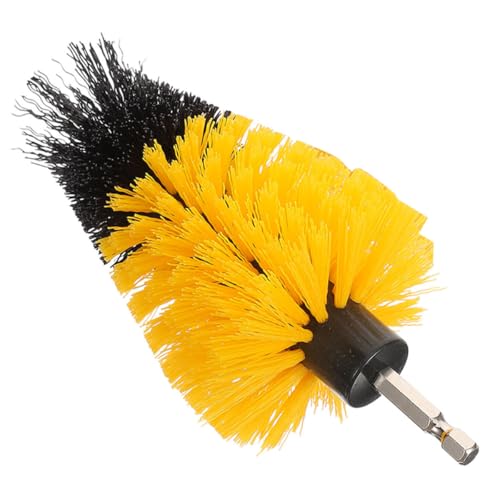DIKACA Drill Brush Attachment 5-Inch Cone-Shaped Yellow Scrubber Head for Power Drill, Multi-Purpose Tile Grout Cleaner and Car Detailing Brush for Bathroom and Kitchen Cleaning