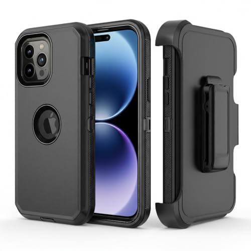 SHLLAR Phone Case for iPhone 14 Pro Max Case Heavy Duty Hard Shockproof Armor Protector Case Cover with Belt Clip Holster for Apple iPhone 14 Pro Max 6.7 5G 2022 Phone Case (Black)