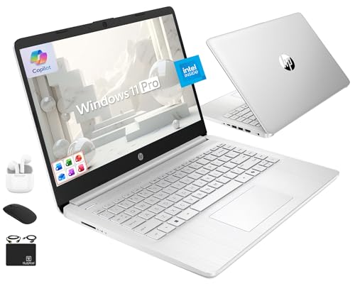 HP Ultrabook 14 Laptop Computer Business Study & Home 2025, Lifetime MS Office + Windows 11 Pro, Quad-Core Intel CPU, 16GB RAM & 628GB Storage (128GB UFS+500GB Ext), Wi-Fi 6, HubxcelAccessory, Silver