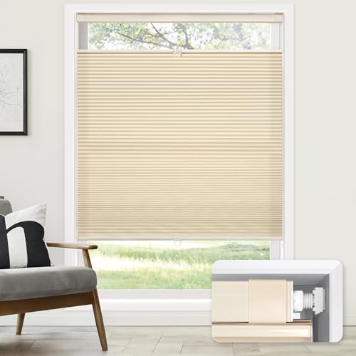 LazBlinds No Tools No Drill Cordless Cellular Shades, Top Down Bottom Up (TDBU) Honeycomb Shades for...