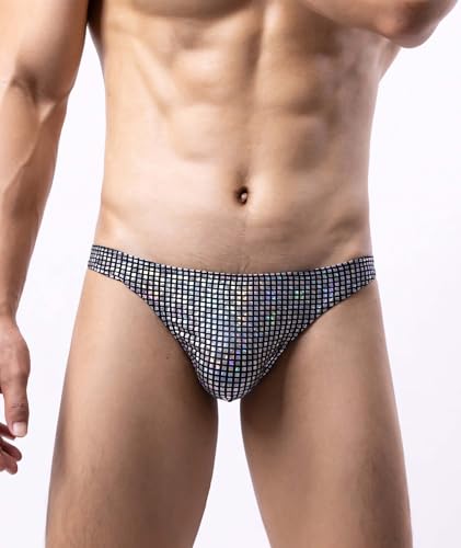 Men's Sexy Brief Underwear with Pouch Low Rise Colorful Shiny Glow Underpants Stretch Short Lingerie2