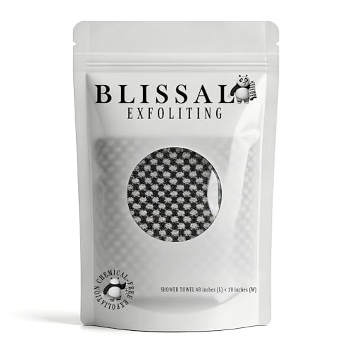 Blissal Exfoliating Blissal Exfoliating Shower Towel Gentle on Sensitive Skin Machine Washable Effective Exfoliation for Soft & Smooth Skin (Black)