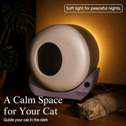 Image of Furrytail Automatic Litter Box Self Cleaning, Kitty Litter Box, Smart Safety Sensors, Advanced Odor & Leak Control, Large Capacity for Multi Cat Homes, with App Control & 40 Trash Bags, Lilac