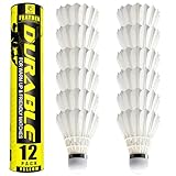 EAGLES Badminton Birdies Feather Bedminton Shuttlecocks- Birdie Ball for Indoor and Outdoor Matches ~ Highly Stable & Durable Shuttle Balls (12 Pack Yellow)