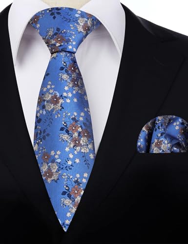 Image of Alizeal Mens 3.15inches Delicate Floral Tie with Small Flower Printed Handkerchief Set