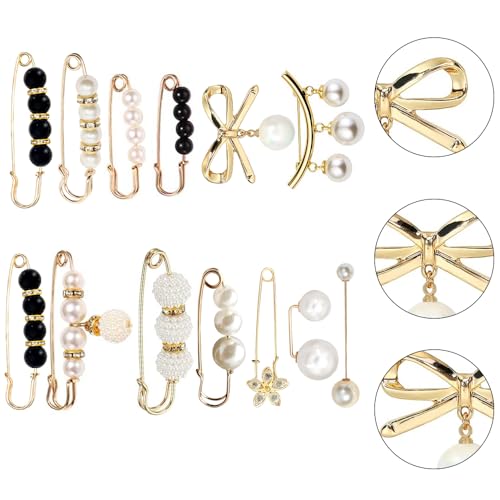 Image of Pearl Brooch Pins, Faux Pearl Rhinestones Collar Brooches,Brooch Pins for Women Clothing Dress Pants