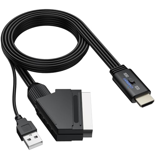 CAMWAY Convertitore Scart a HDMI 1080P,Supporta Commutazione 16: 9/4: 3,Adattatore