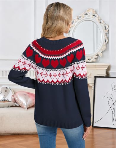 Image of Womens Halloween Knit Sweaters Long Sleeve Crew Neck Fair Isle Pullover