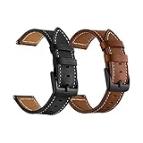 Yeejok Vivoactive 3 Leather Watch Bands, 20mm Quick Release Genuine Leather Watch Straps with Black Metal Buckle Compatible for Garmin Vivoactive 3 Music/Forerunner 645/245 Smartwatch, 2 Pack