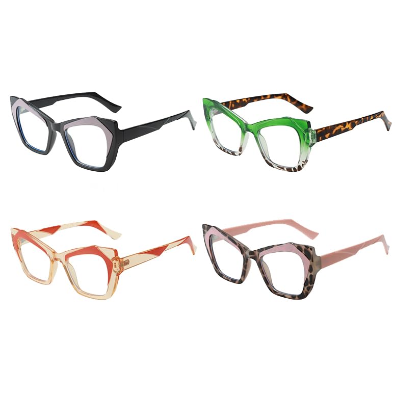Image of LJCZKA Oversized Blue Light Blocking Glasses Women Cat eye Eyeglasses Anti Eye satrain Computer Gaming Cateye Glasses