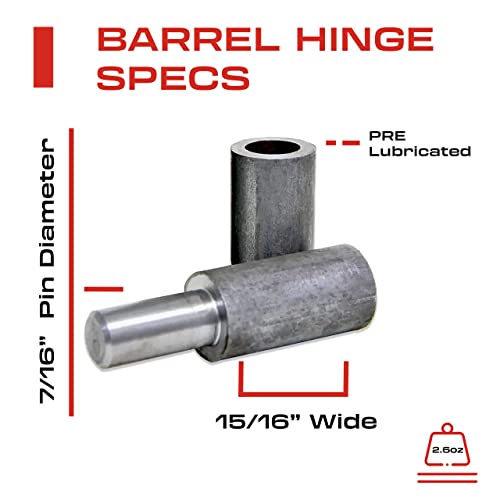 Sidco Supply 8 Pcs - 2” Weldable Barrel Hinges – 2 Inch X 5/8 Inch – Heavy Duty Steel – Weld On Bullet Door Hinges – Detachable Hinges – 5/16” Pin Bearing - Metal Swing Doors, Gates, Glass Door Hinge #TOP2