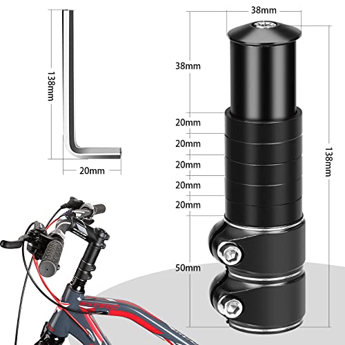 Fahrradlenker Erhöhung Lenkererhöhung Fahrrad MTB mit Sechskantschlüsseln Fahrrad Vorbau Fabelschaftverlängerung Adapter für 28,6 mm Gabel, Aluminium Legierung, Schwarz