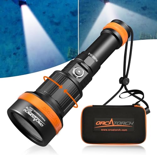 ORCATORCH ZD710MK2 - Lámpara de buceo LED con zoom, 1500 lúmenes, lámpara de buceo con 4 modos, foco 2 en 1 y reflector, IP68, resistente al agua, linterna subacuática con batería para buceo submarino