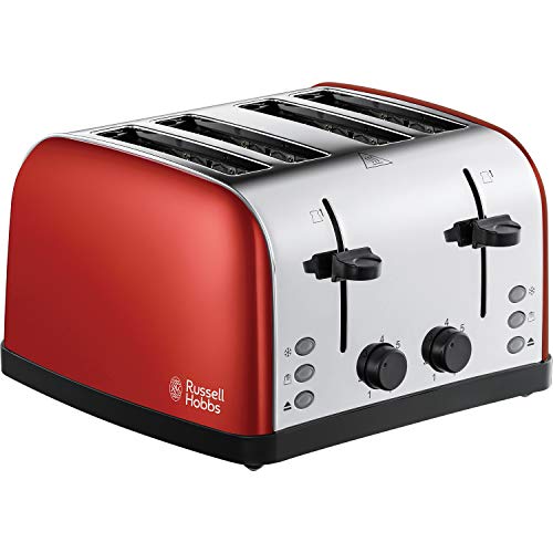 Russell Hobbs Stainless Steel 4 Slice Toaster, Red