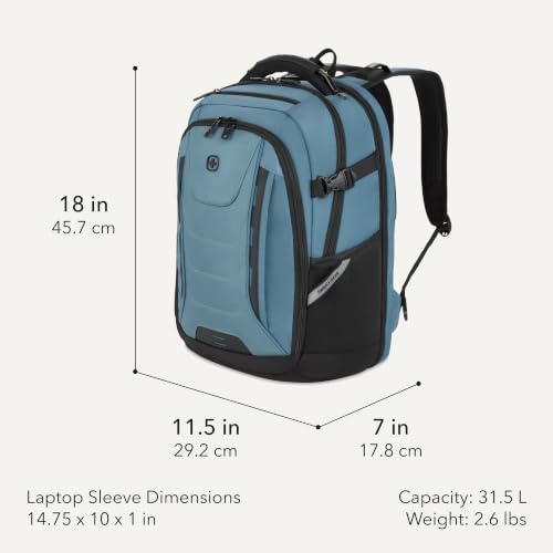 Image of SwissGear Travel Tech Pro Laptop Backpack - Fits Laptops up to 16 inch - ScanSmart TSA-Friendly Backpack with Multiple Organizer Pockets - Blue