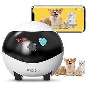 360°Dog Camera: Whole House Movable Camera, Pet Camera with 2 Way Audio, Motion Detection, Night Vision, Self-Charging, Cat Camera WiFi Wireless Security Camera, Remote APP Control Camera for Dog Cat