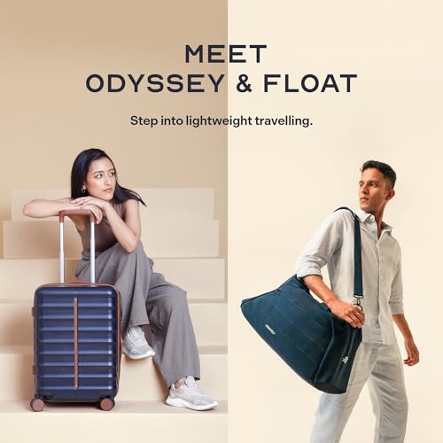 Image of Assembly Polycarbonate Cabin Suitcase 20 Inches | Hard-Sided Trolley Bag with Premium Weekender Water Resistant Duffle Bag | 45L + 40L | Blue | Odyssey