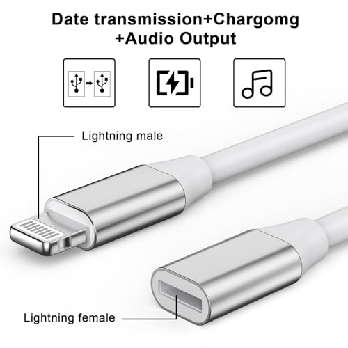 Image of 9cm Lightning Male to Lightning Female Charger Adapter,iPhone Extension Charging Adapter Cable Cord Connector Converter Dongle Compatible with iPhone 14 13 12 11 XS XR X 8 7 6 Not USBC | 9CM iPhone Charger Extension Cable Cord Connector Converter Dongle Compatible with iPhone 14 13 12 11 XS XR X 8 7 6 Not USBC