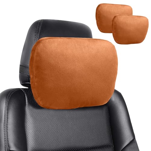 2 Cuscini Cervicali Auto In Pelle - Poggiatesta Universali Per Seggiolino Auto - Morbidi E Comodi (Nero/Rosso/Beige/Marrone)