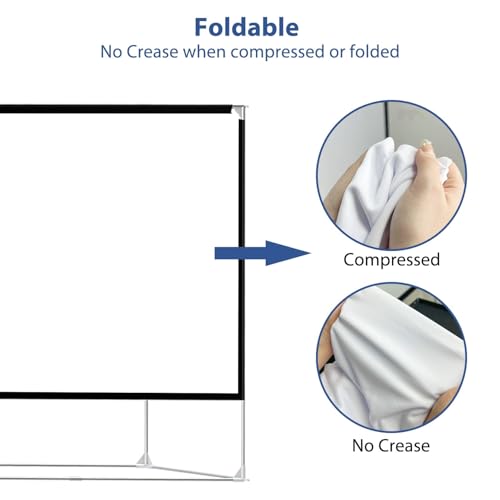 Image of Projector Screen and Stand 150 inch Large Outdoor Projection Screen 16:9 HD 4K Portable Projection Movie Screen with Carry Bag Foldable Anti Crease Windproof Design for Home Theater Backyard Cinema