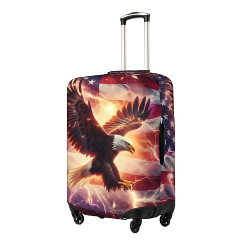 American Flag Eagle 2 Print Luggage Cover Washable Elasticated Suitcase Covers TSA Approved Stylish Dust and Scratch Resistant Case Protector for Kids and Adults2