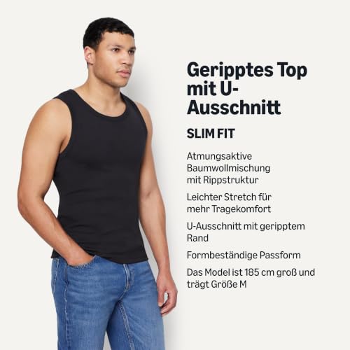 Amazon Essentials Herren Slim-Fit-Tanktop Mit Rippstrick, 2er-Pack, Schwarz, XXL – Ansicht 4