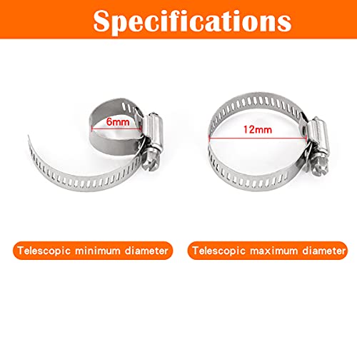 Image of Dianrui 25 PCS Hose Clamps 1 /4 inch-1 /2 inch (6-12mm)304 Stainless Steel Worm Gear Fuel Line Hose Pipe Clamps for Fuel Line, Plumbing, Intercooler and Tube
