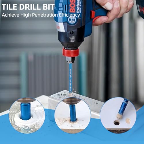 8 Stück Fliesenbohrer Glasbohrer Set, 5/6/8/10/12/14mm Diamant Fliesenbohrer Set und 2 Stück 6mm Metall Bohren, Diamantbohrer, Diamant Bohrer Fliesen für Glas, Porzellan, Keramik, Granit