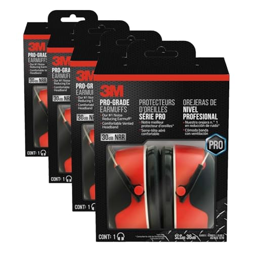 Image of 3M Pro-Grade Earmuff,Noise Reduction Rating 30dB,Lightweight & Adjustable Ear Muffs,Reduce Pressure Points For All-Day Comfort,Steel Wire Headband With Rubber Overmold Design(90565-4DC-PS) (Pack of 4)