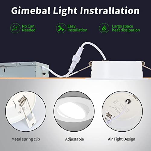 Knlnny Ware 4 Inch Recessed Lighting 1 Pack,Ajustable Eyeball Gimbal Light,4 Inch Ceiling Light With Junction Box,5Cct Selectable,Airtight,9W 750Lm,Dimmable,Etl Listed #TOP4