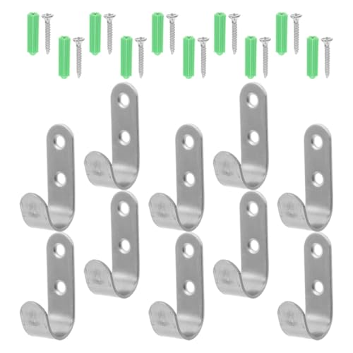 Veemoon 10 Sets Waterproof Trailer Tarp Hooks Heavy Duty Metal Cargo Hooks with Screws and Expansion Anchors for Trailer Covers Garage Garden Camping Use