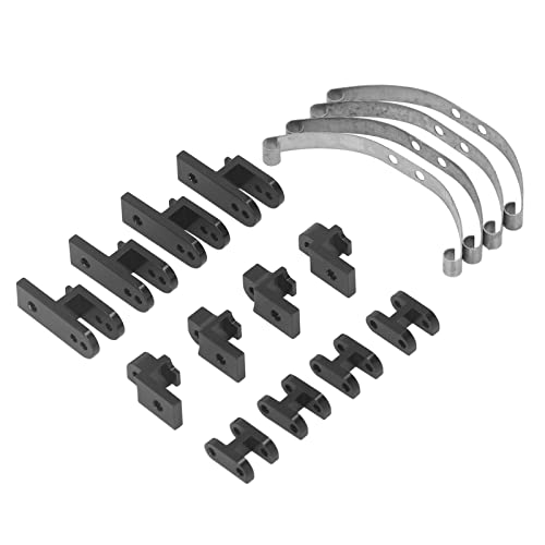 POENVFPO RC Leaf Spring Suspension Bar, Alluminum Alloy Leaf Spring Suspension Set for WPL B4 24 1/16 RC Car with 12pcs Leaf Springs, 4 Spring Bars (Black)