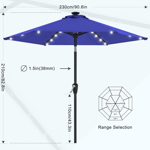 Image of MASTERCANOPY 7.5ft Patio Umbrella with Solar Lights, Blue