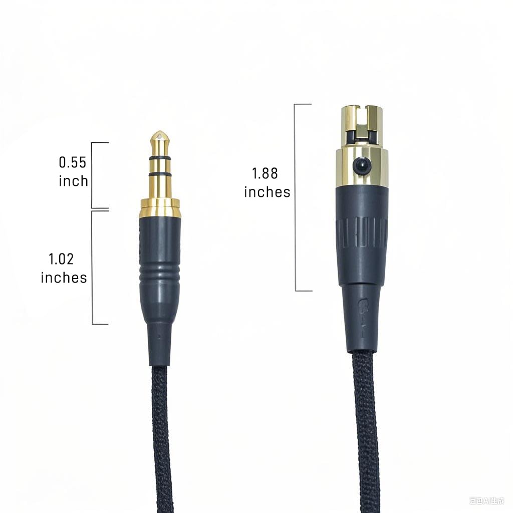 Cavo di ricambio intrecciato a spirale femmina da mini XLR a jack audio stereo TRS da 3,5 mm con adattatore da 6,35 mm, compatibile con Beyerdynamic AKG, placcato oro, 4 m