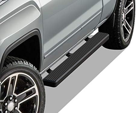 APS iBoard Running Boards 5 inches Matte Black Compatible with Chevy Silverado GMC Sierra 2007-2018 Double Extended Cab & 2500 3500 2019 (Exclude 07 Classic) (Nerf Bars Side Steps Side Bars)