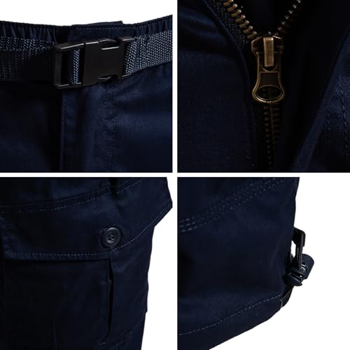 Image of Men's Cargo Shorts Relaxed Fit Mens Below the knee Cotton Hiking Shorts | Mylldey 3 /4 Mens Elastic Waist Running Shorts 7 Pockets