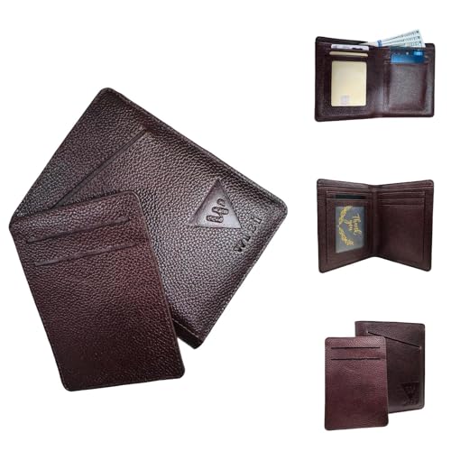 WIZI 100% Leather Wallet for Men | RFID Blocking | Bifold, Extra Capacity with 2 ID Windows Removable Slim Front Pocket Card Holder | Slim Billfold with 7 Card Slots | Gift for Him