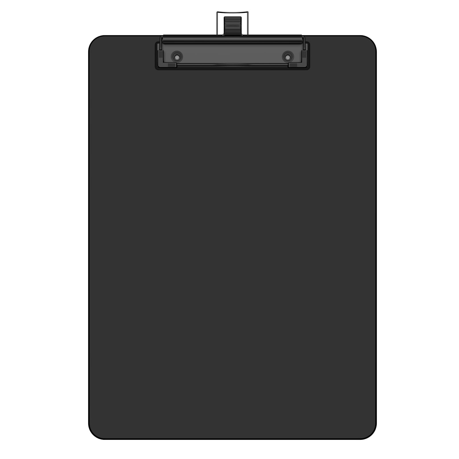 Portapapeles negro con soporte para bolígrafo, tableros de plástico de 8.5 x 11 pulgadas con clip negro de perfil bajo, tamaño carta para aula, profesor, estudiantes, escuela, suministros de