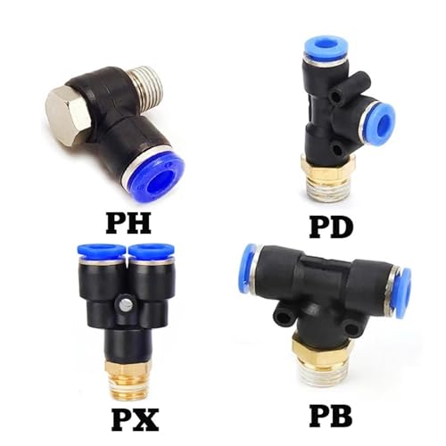 Conector neumático tipo PX 6mm con rosca macho 3/8 para tubo de aire comprimido 3