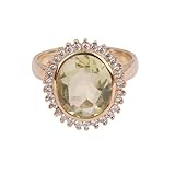 Lemon Quartz & CZ Ring 925 Sterling Silver Rings Handmade Cluster Gemstone Rings For Women (US 6) Christmas Gifts for Women