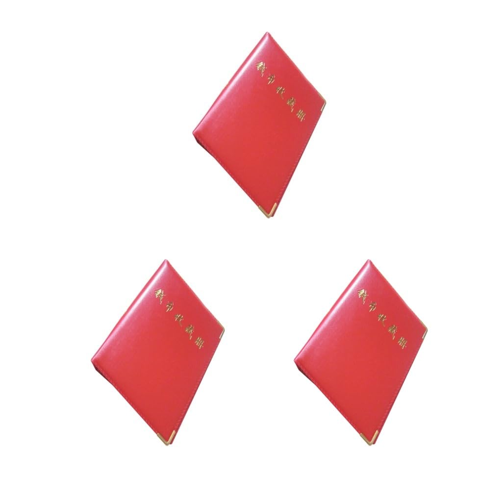 3 Set 480 Aufbewahrungssammlung Münzen Alben Gedenkbuch Halter Ordner Stücke Binder Antike Große Kapazität Leer Schwarz Rot Rot