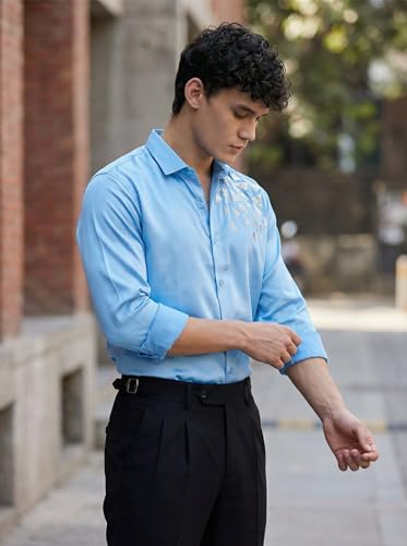 Image of IndoPrimo Men's Stylish Satin Shirt for Party, Formal, Daily and Casual Wear Full Sleeve Shirt for Mens - Trio