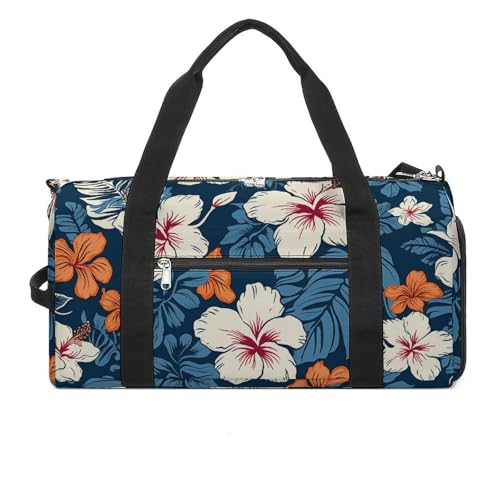 Sac de sport imprimé floral hawaïen stylé avec compartiments et fermeture éclair pratique