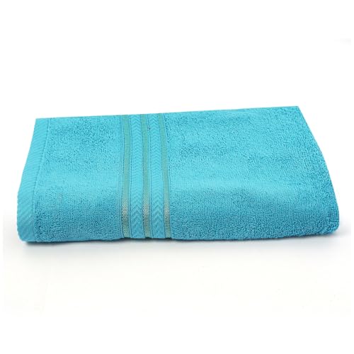Image of Layers 100% Cotton Bath Towel | True Care Collection | 380 GSM Super Absorbent | Soft & Quick Dry | Shrink & Pill Resistant | Blue Solid Minimalist | 1 Piece for Men & Women | 60 x 120 cm